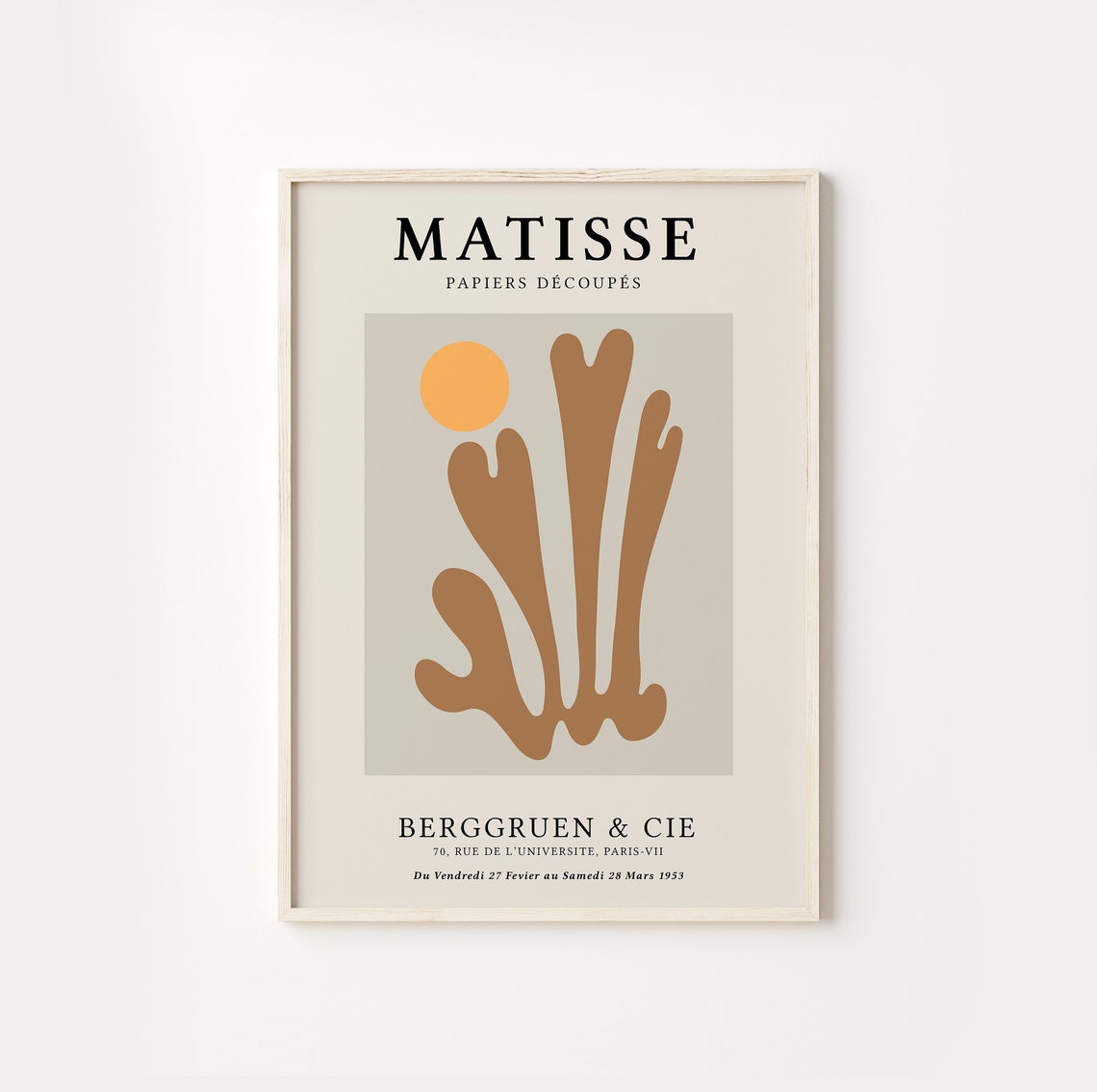 Matisse Papiers Decoupes Brown Leaf Cutout Exhibition Art Poster