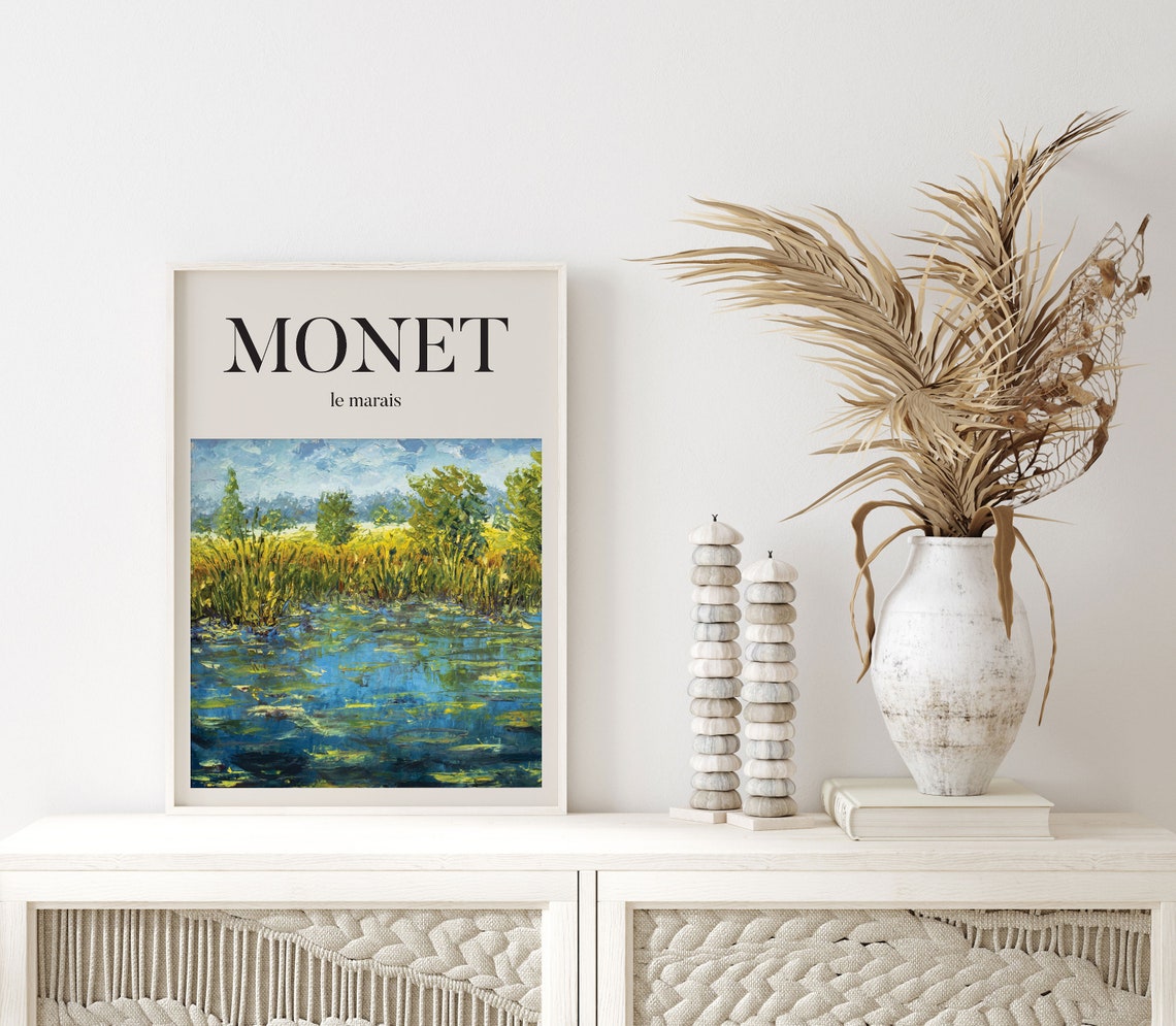 Monet Le Marais Marsh Landscape Impressionist Exhibition Art Poster - Image 2