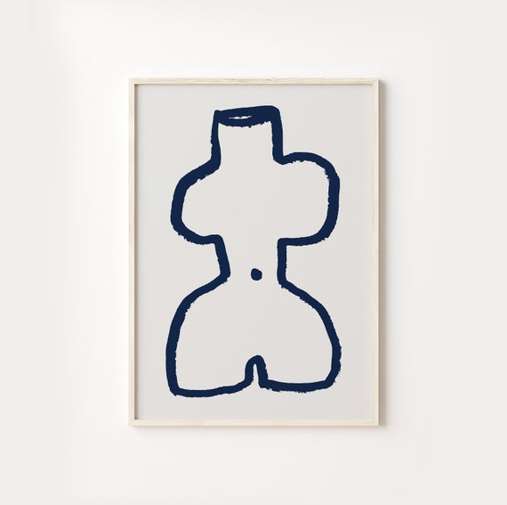 Minimalistic Vase Art Blue Print Contemporary Poster Art Print Modern Geometric Brush Art Print