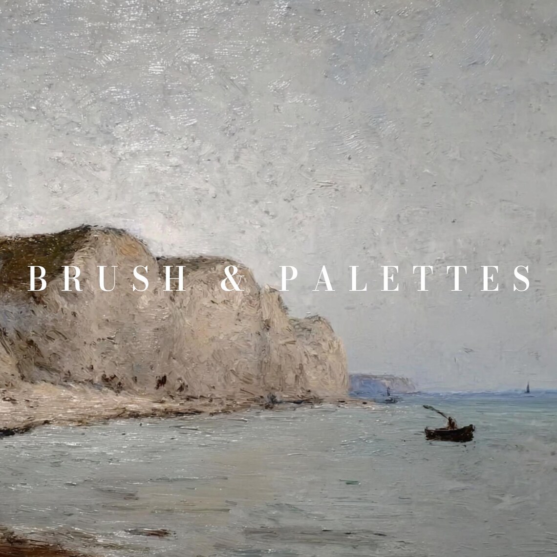 White Chalk Cliffs Coast Cottage Boats Vintage Seascape Painting Poster - Image 3