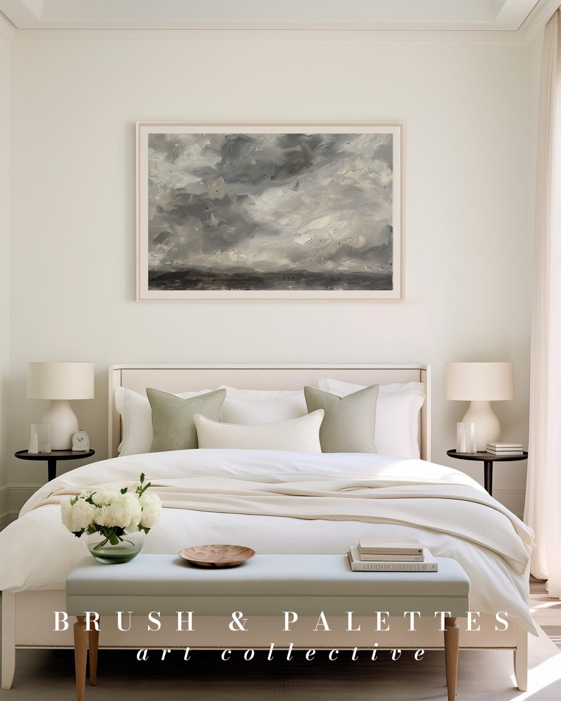 Moody Grey Storm Clouds Dramatic Minimalist Dark Sky Wall Art - Image 2
