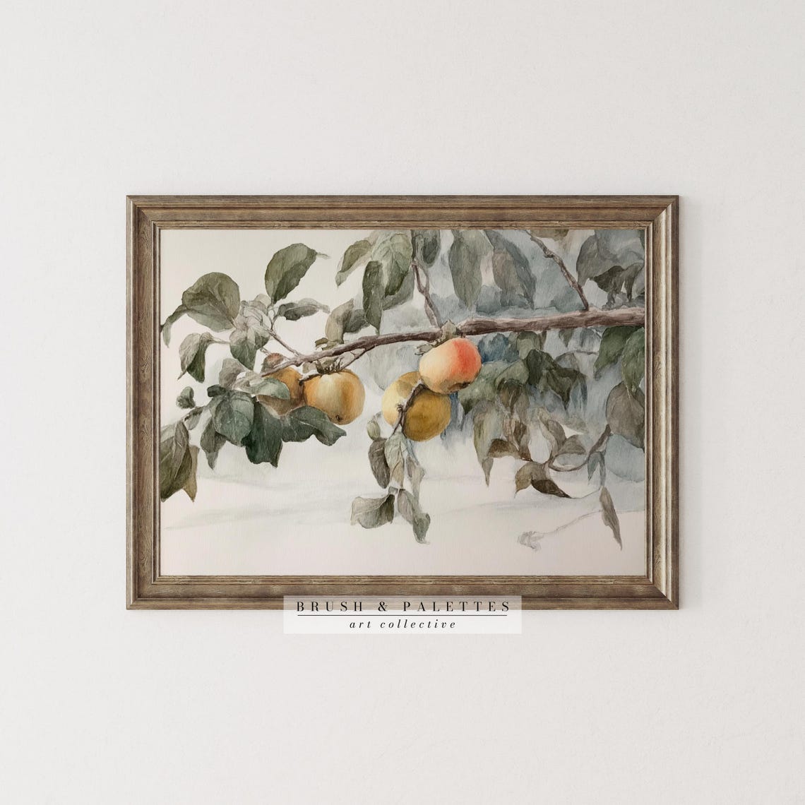 Ripe Apples Leafy Branch Watercolor Botanical Fruit Art Print - Image 2
