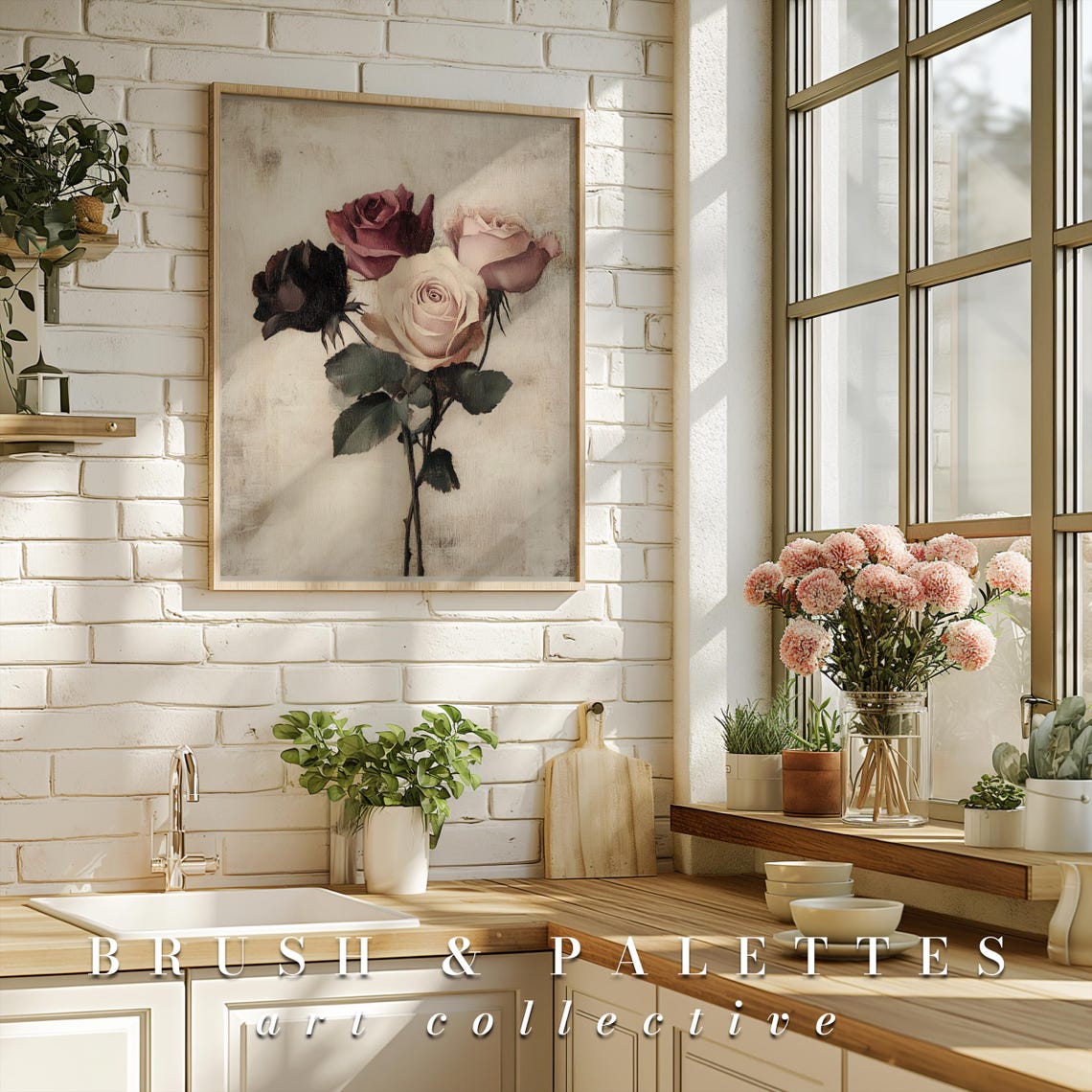 Vintage Rose Still Life Painting, Art Print - Image 2