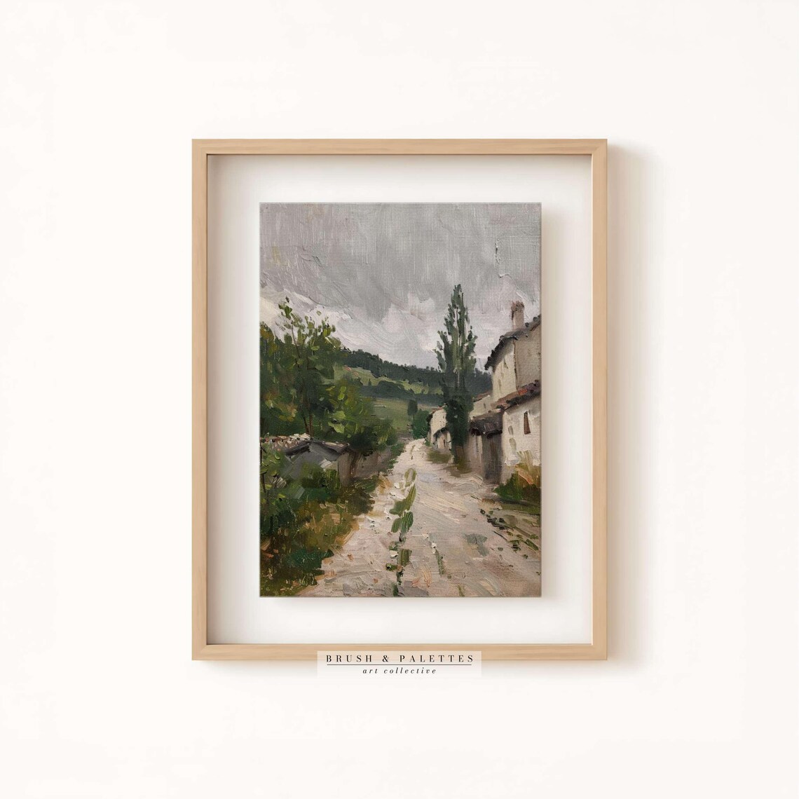 Village Road Old Stone Houses Impressionist Rural Landscape Art Poster - Image 2