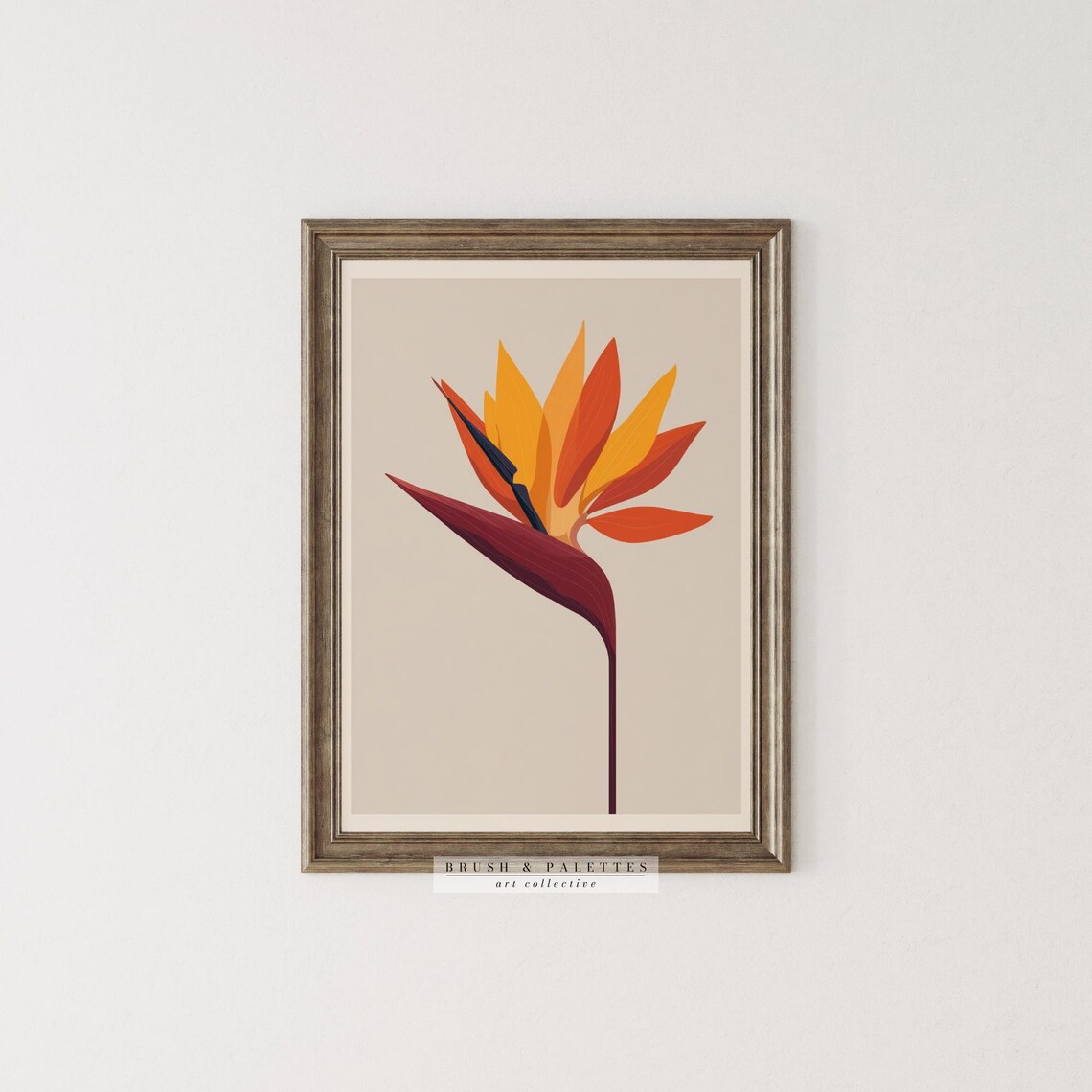 Bird Of Paradise Flower Minimalist Botanical Neutral Art Poster - Image 2