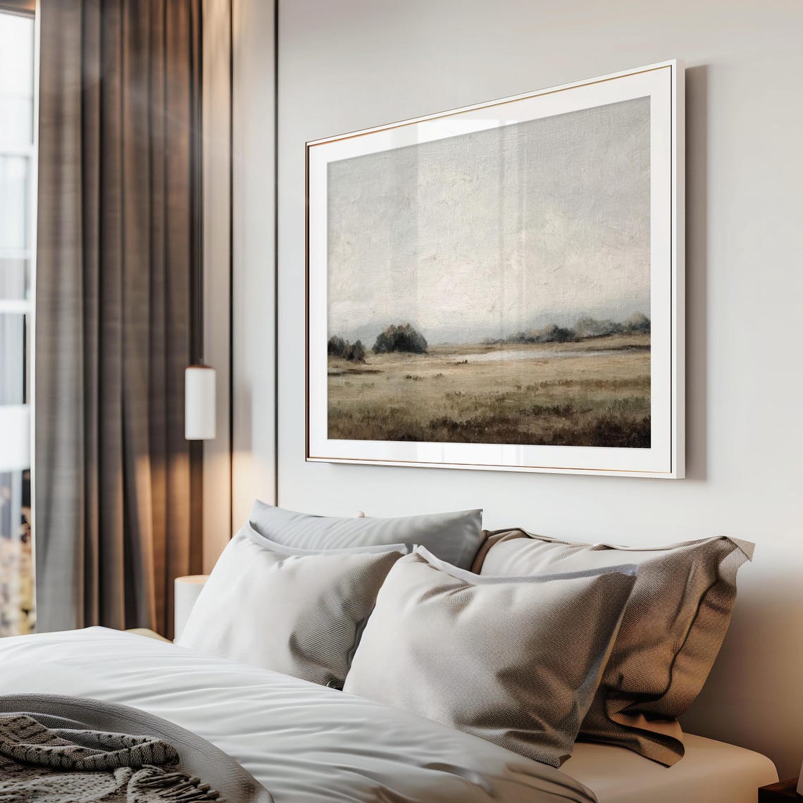 Minimalist Horizon Landscape Tan Field Pale Sky Modern Poster - Image 3