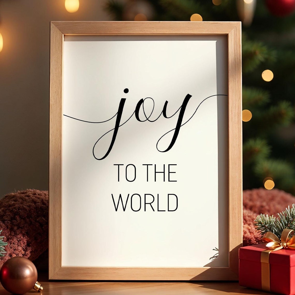 Joy to the World Christmas Script Typography Holiday Quote Poster