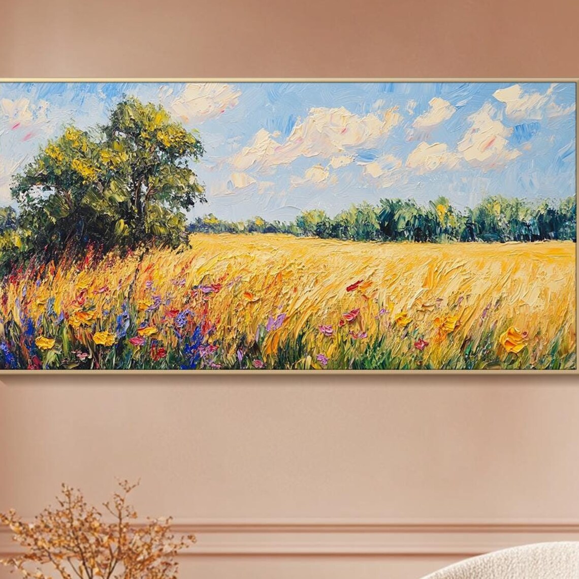 Golden Wheat Field, Oil-Painting-Style Art Print