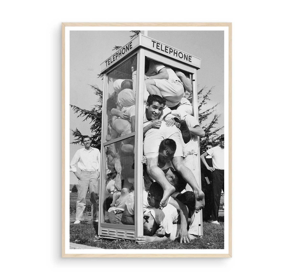 Telephone Booth Stuffing Young Men Vintage Funny Photo Poster - Image 3
