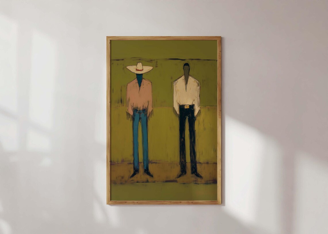 Western Cowboy Wall Art Print, Minimalist Ranch Decor