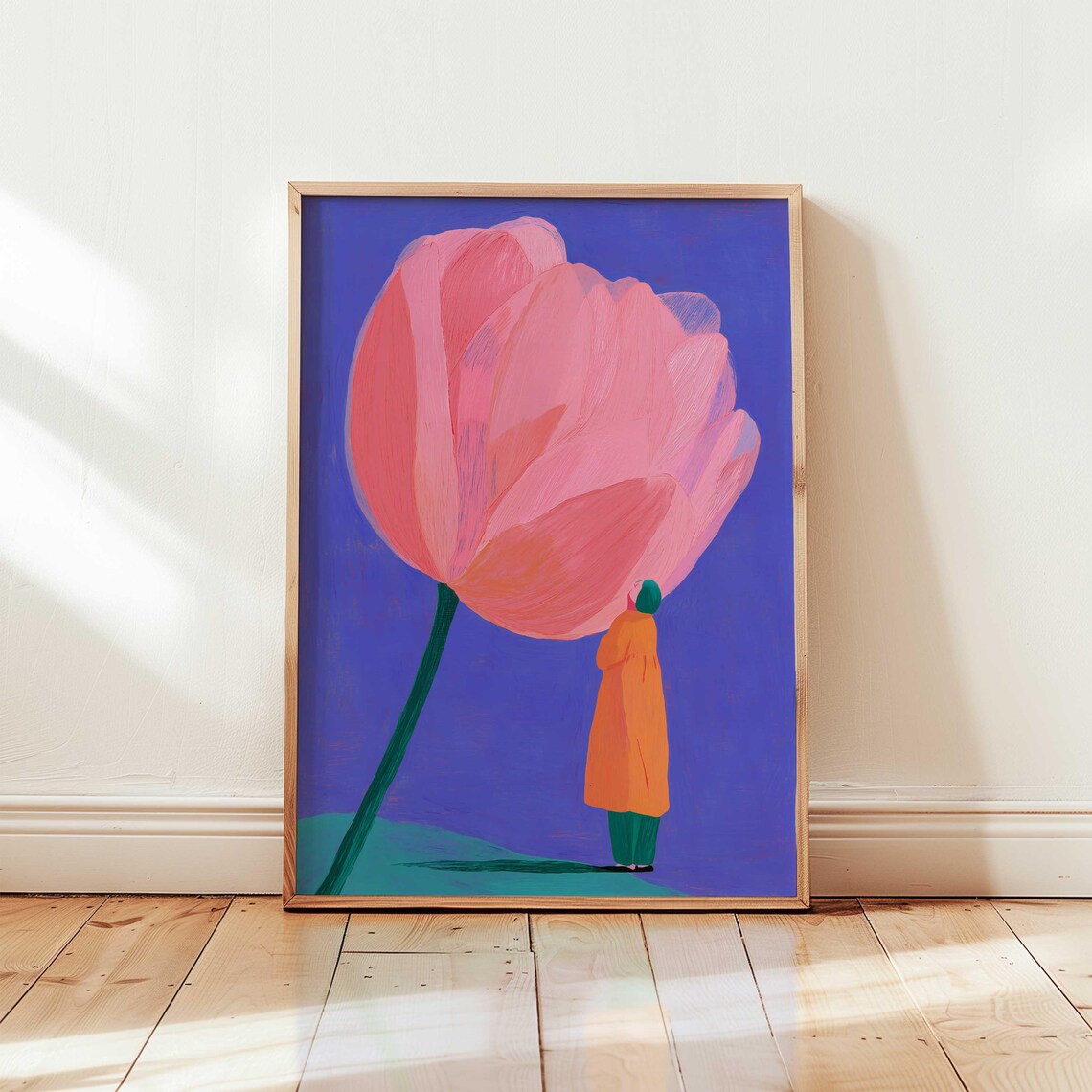 Figurative Woman With Giant Flower, Surreal Art Print