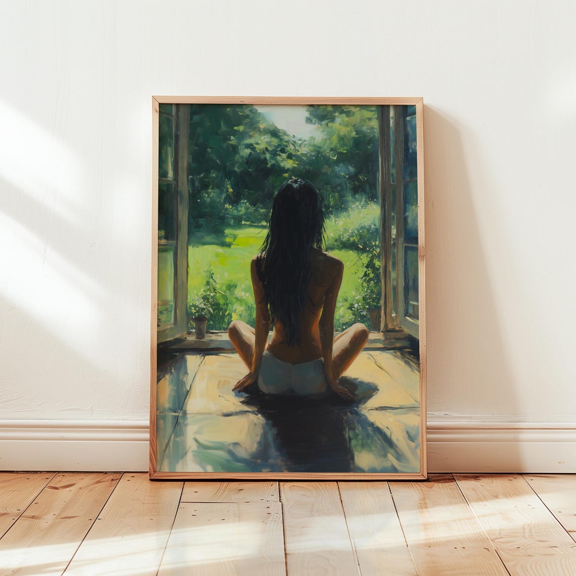 Woman by the Window Gazing at the Garden Impressionist Poster