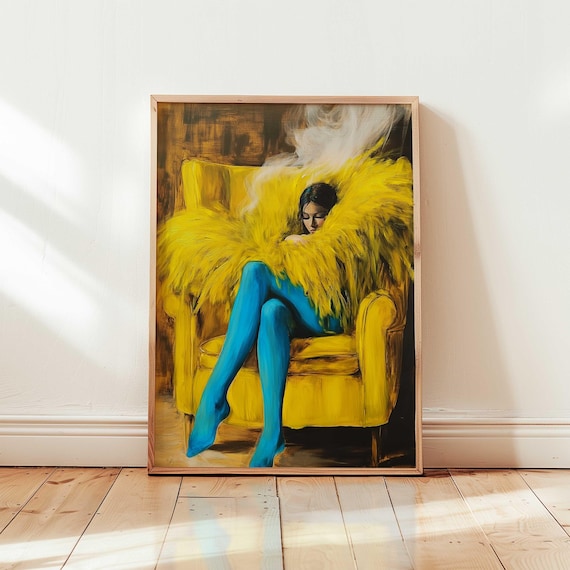 Modern Woman Art Print Bold Figurative Painting Abstract Colorful Decor Cabaret Dancer Edgy Portrait