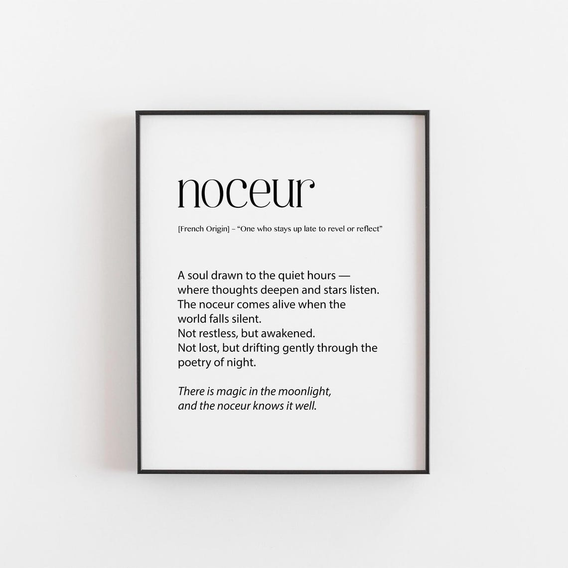 Noceur French Night Owl Poetic Definition Typography Wall Poster