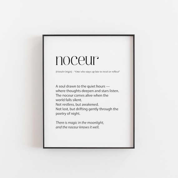 Noceur French Night Owl Poetic Definition Typography Wall Poster