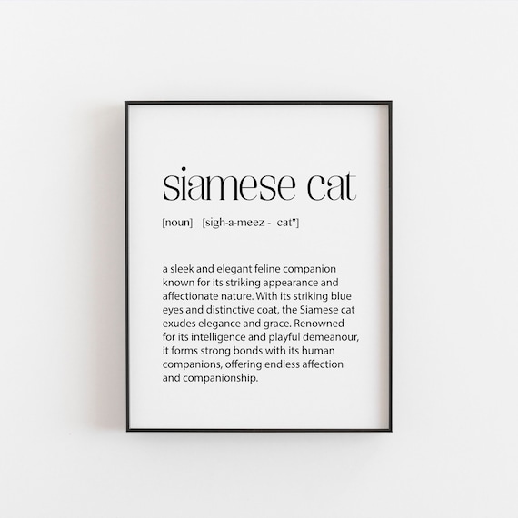Siamese Cat Breed Definition Dictionary Elegant Feline Poster