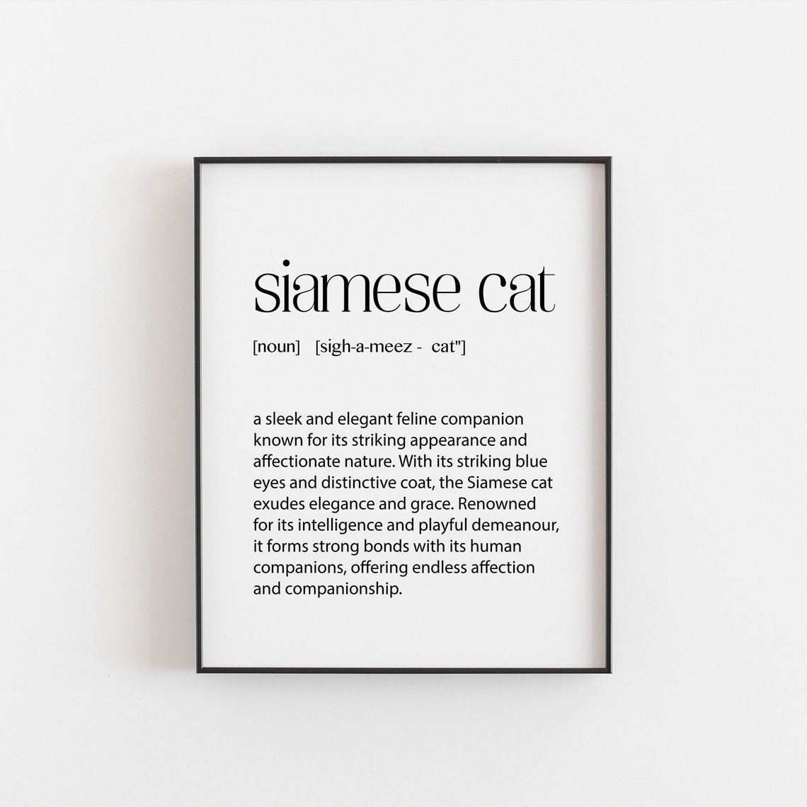 Siamese Cat Breed Definition Dictionary Elegant Feline Poster