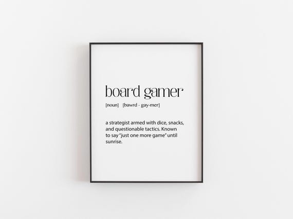 Board Gamer Definition Print Funny Game Poster Gaming Wall Art Strategy Lover Gift Family Night Retro Typography