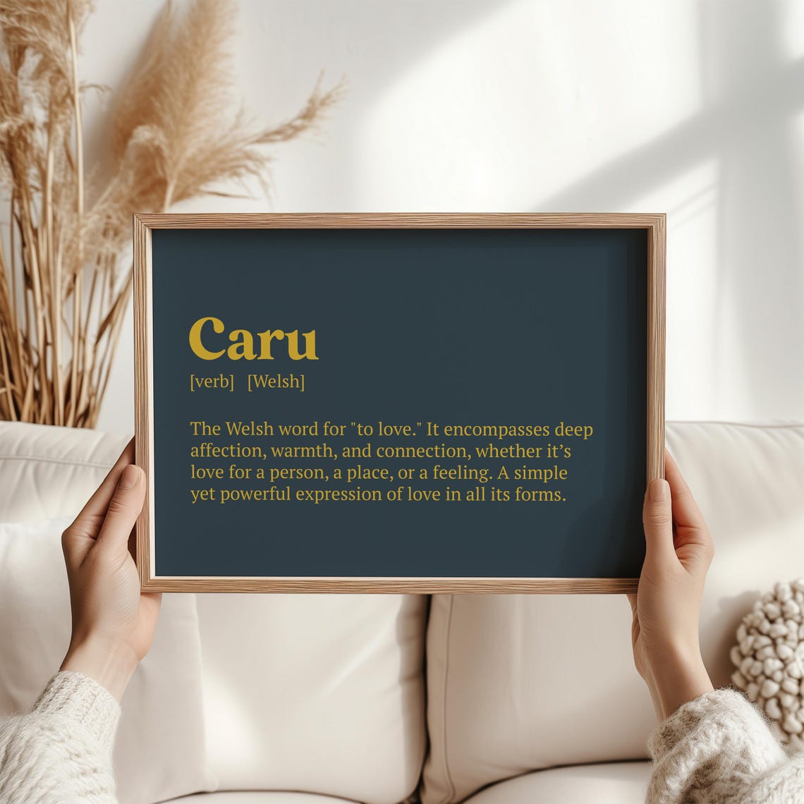 Caru Welsh Word for Love Definition Anniversary Gift Wall Art