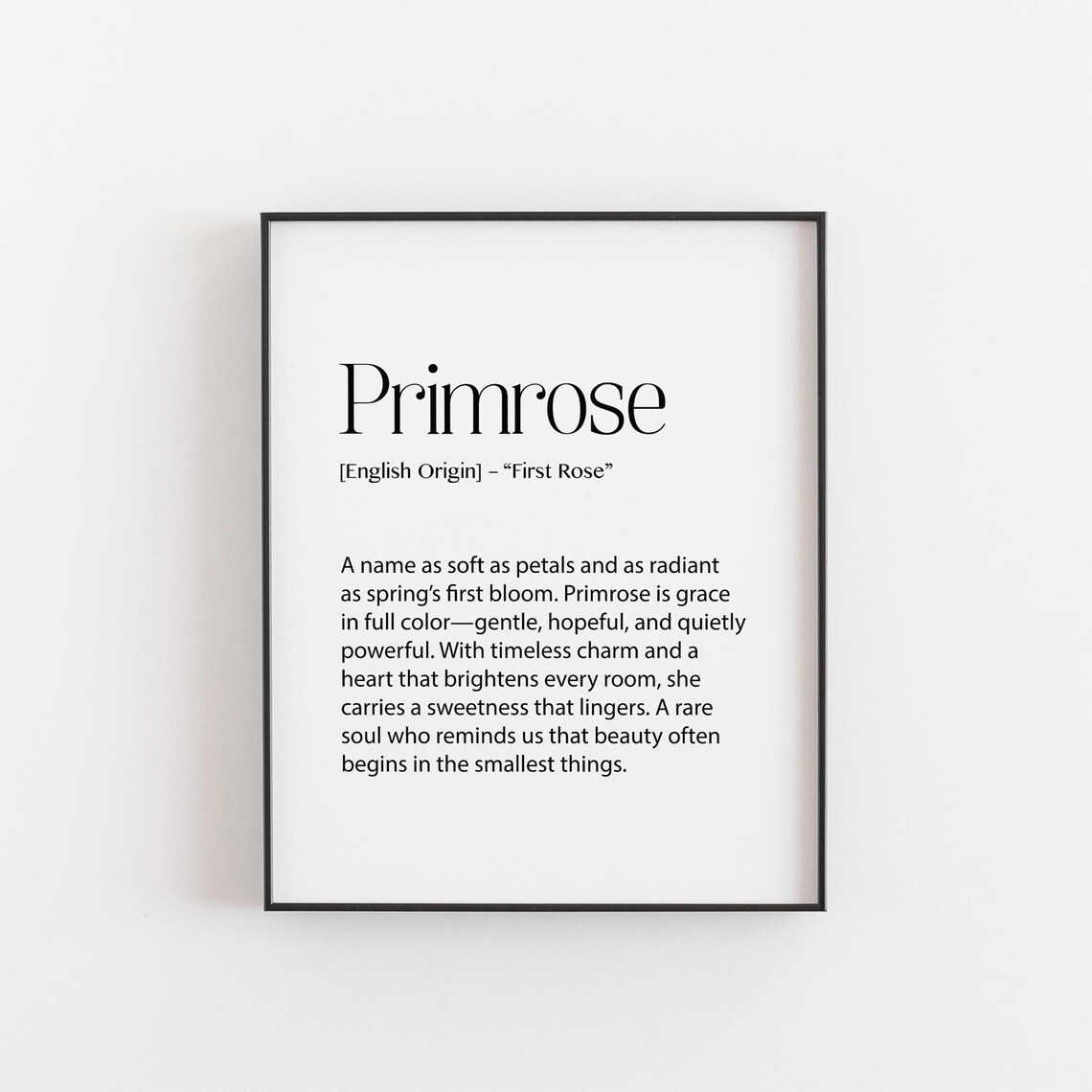 Primrose Name Meaning Print, Vintage Floral Poster