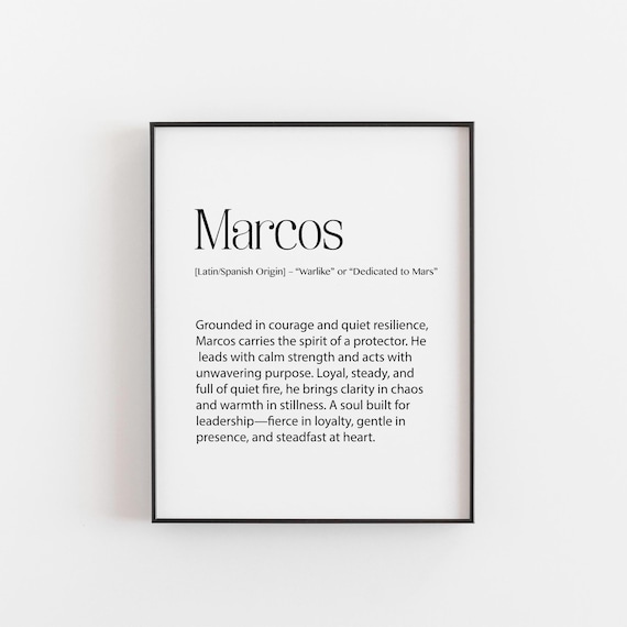 Marcos Name Meaning Definition Latin Spanish Origin Warrior Gift Poster