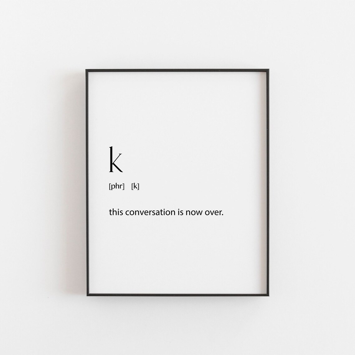 K Definition Dictionary Art Print, Teen Room Decor