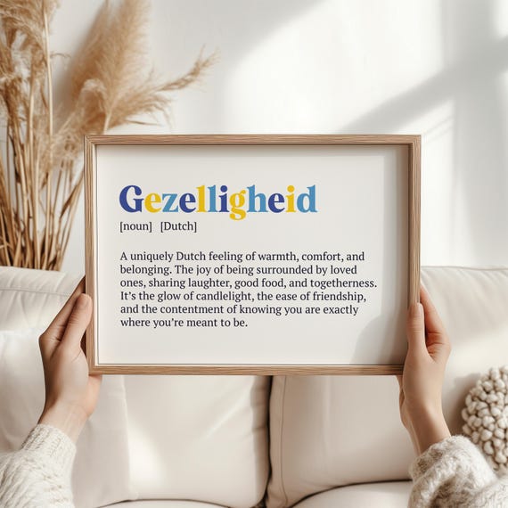 Gezelligheid Print Dutch Gift Idea Word Art Holland Home Decor Cozy Wall Funny Gifts Minimalist