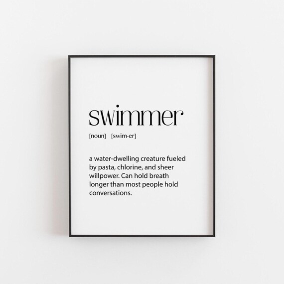 Funny Swimmer Definition Print Chlorine Pasta Pool Gift Wall Quote
