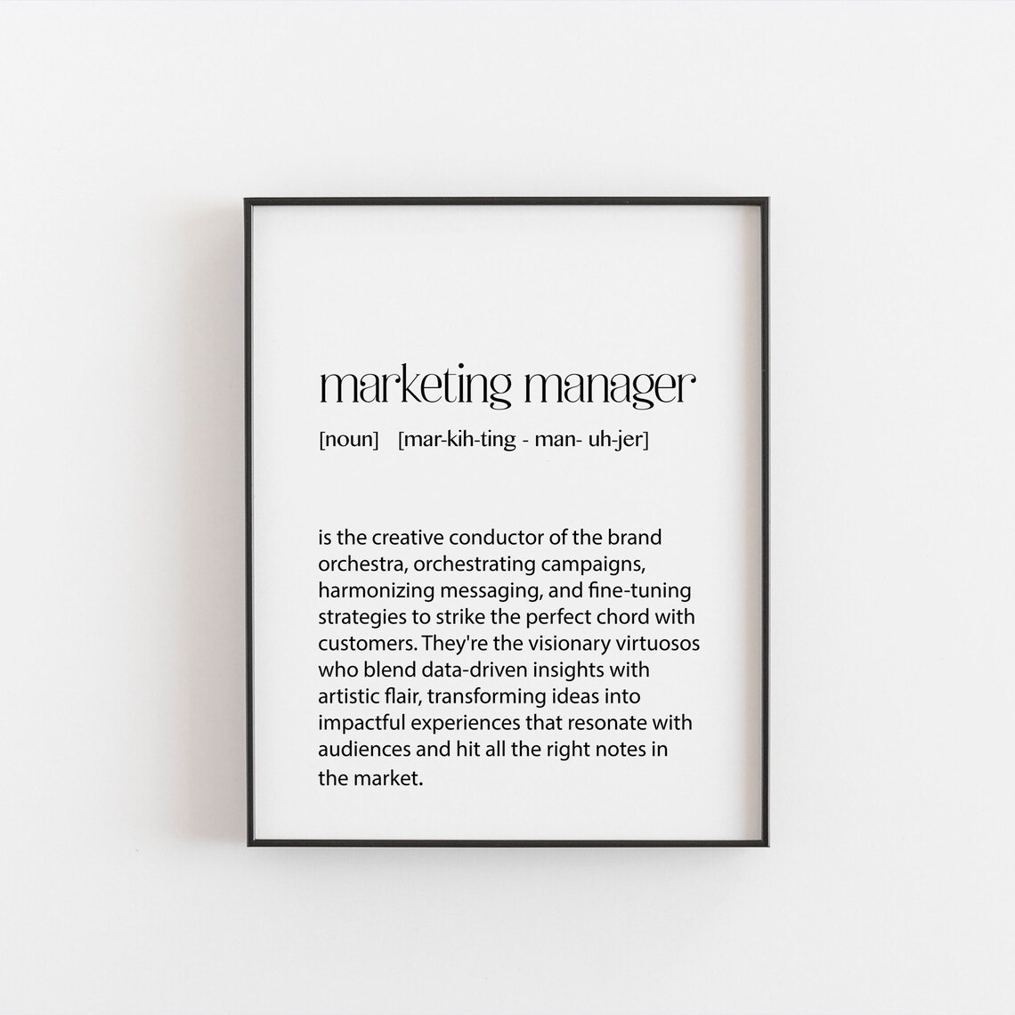 Marketing Manager Gift Definition Print Office Fun Print Decorations Present For A Marketing Manager Birthdays Or Appreciation Ideas