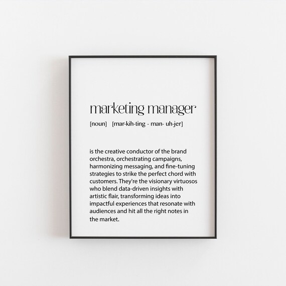Marketing Manager Gift Definition Print Office Fun Print Decorations Present For A Marketing Manager Birthdays Or Appreciation Ideas
