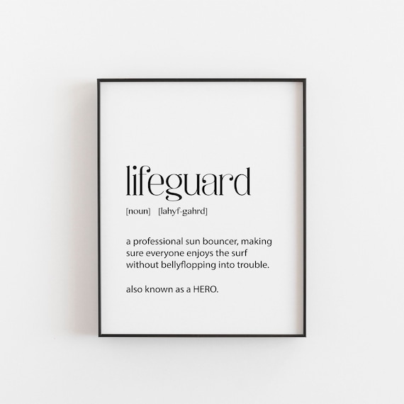 Lifeguard Dictionary Definition Print Funny Minimalist Beach Gift Art