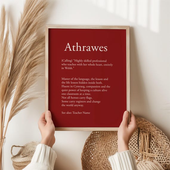 Athrawes Welsh Language Teacher Print Cymraeg Gift Thank You End Of Term Wall Art