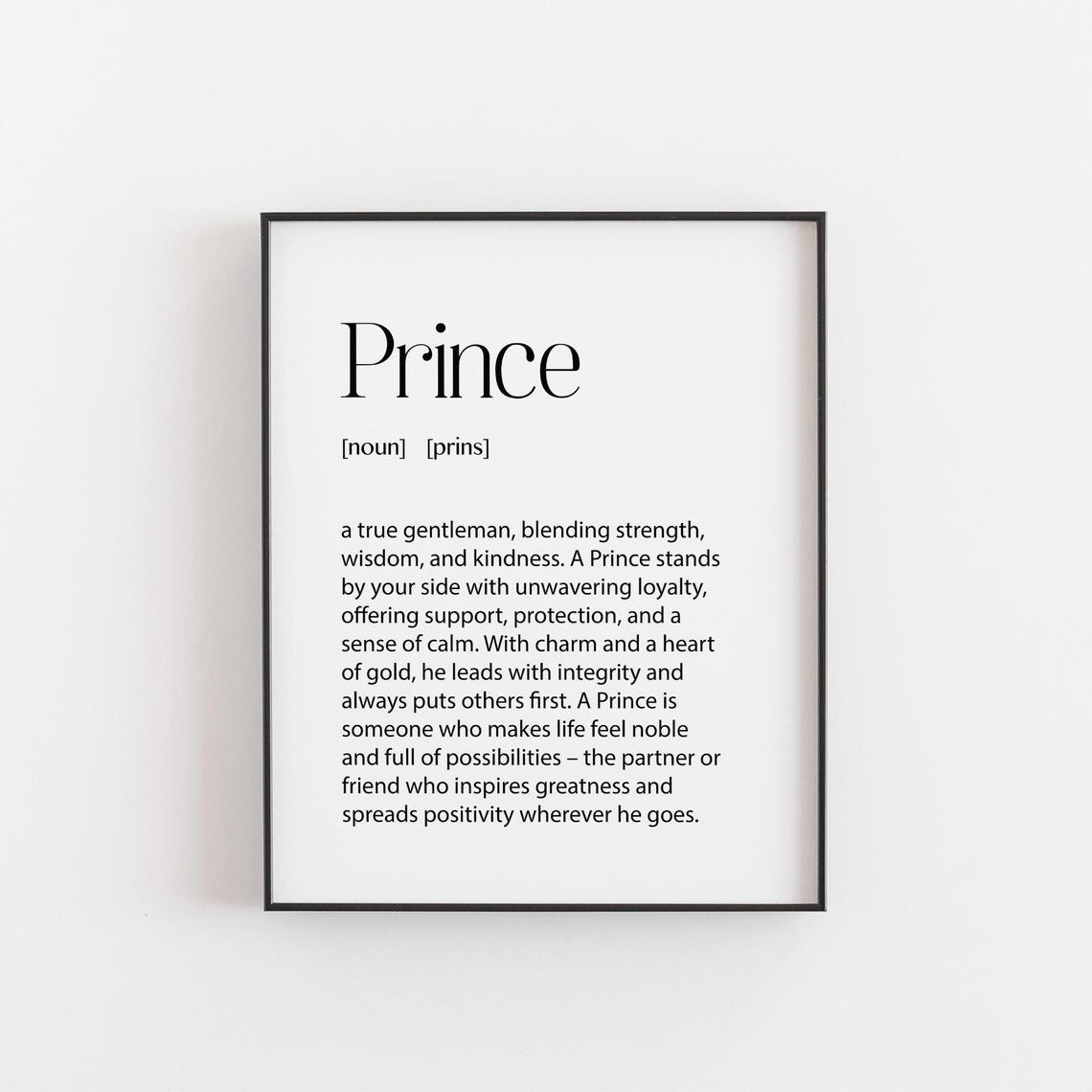 Prince Dictionary Definition Art Husband Boyfriend Gift Print