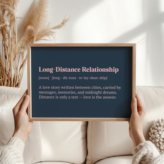 Long Distance Gifts For Boyfriend Romantic Print Love Wall Art Anniversary Or Valentines Gift Couples Apart