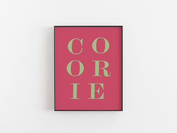 Coorie Scottish Snuggle Word Pink Green Bold Typography Poster