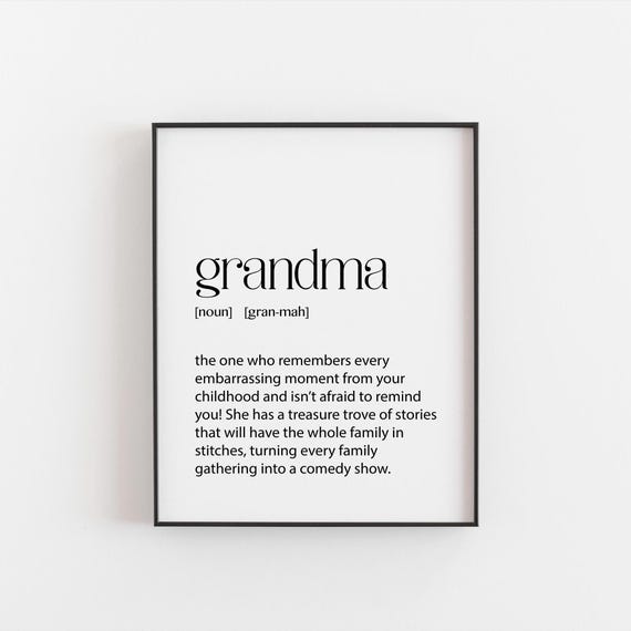 Funny Grandma Definition Print, Birthday Gift Quote