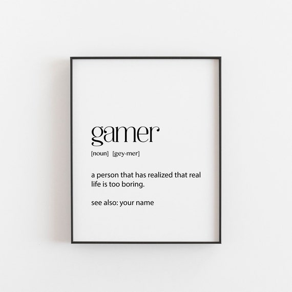 Personalised Gamer Definition Gaming Room Art Print