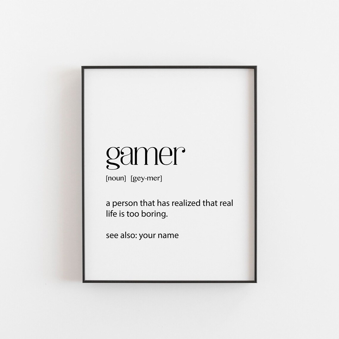 Personalised Gamer Definition Gaming Room Art Print