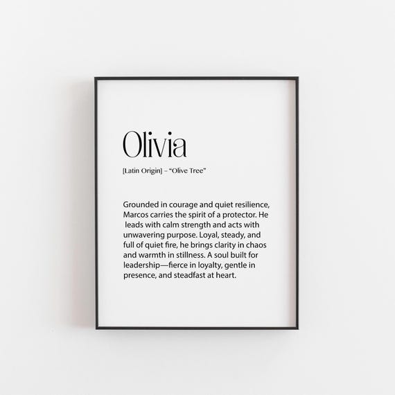 Olivia Name Meaning Art Print, Personalized Nursery Decor