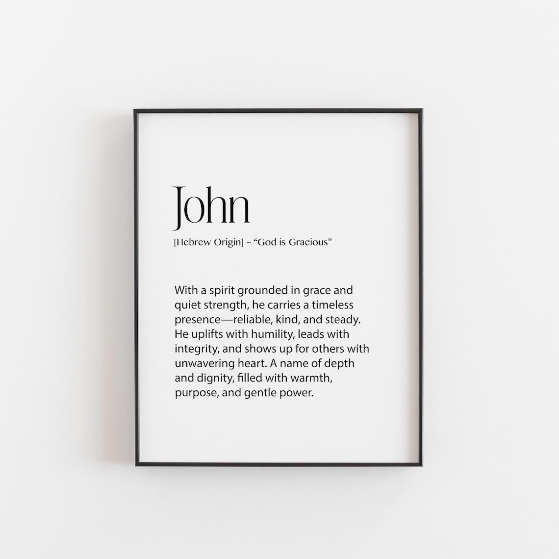John Name Meaning - Minimalist Christian Print