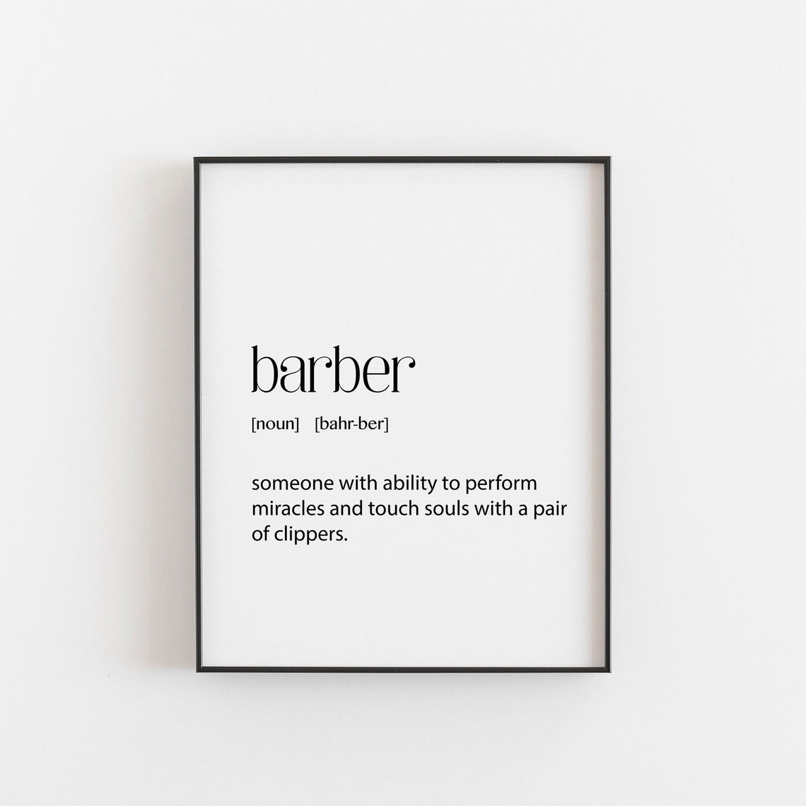 Barber Definition Minimalist Dictionary Quote Black And White Poster