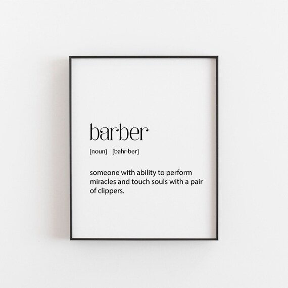 Barber Definition Minimalist Dictionary Quote Black And White Poster