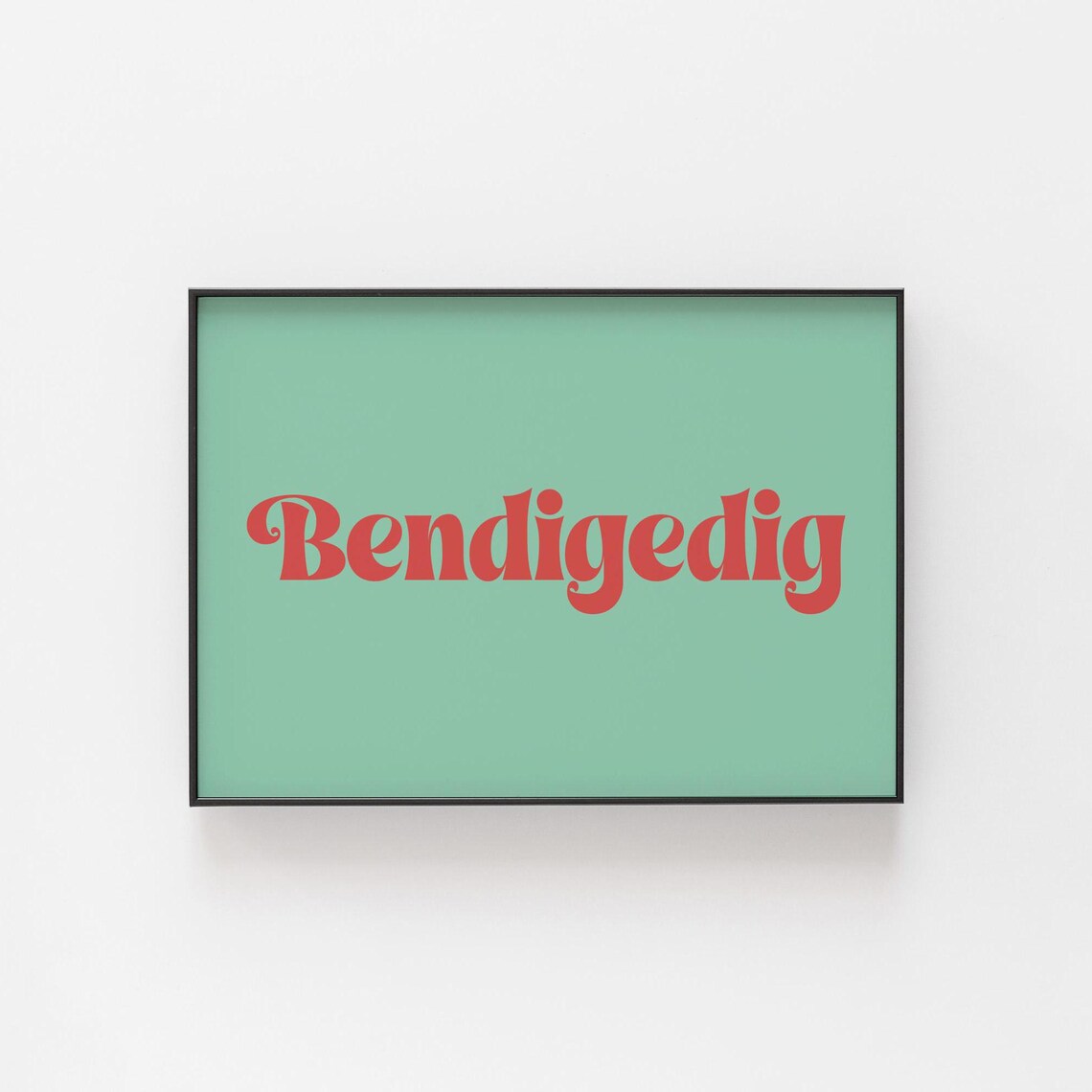 Bendigedig Welsh Word Print Retro Coral Script Wonderful Typography Art - Image 4