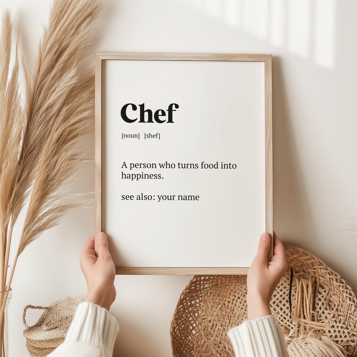 Personalised Chef Gift Wall Art, Cook Decor Print