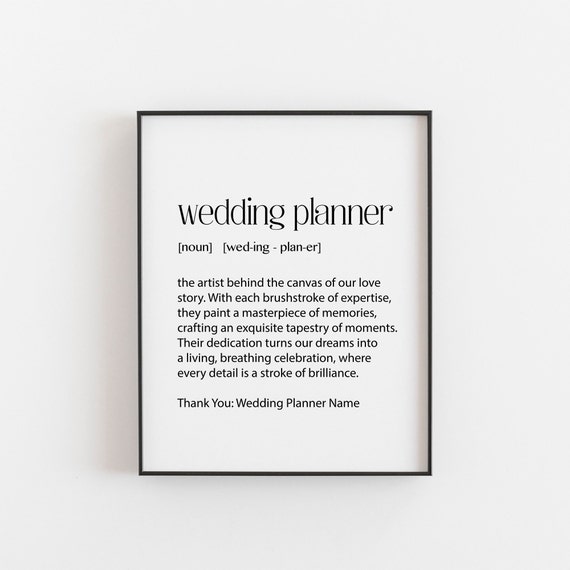 Wedding Planner Gift, Dictionary Style Wall Art Print