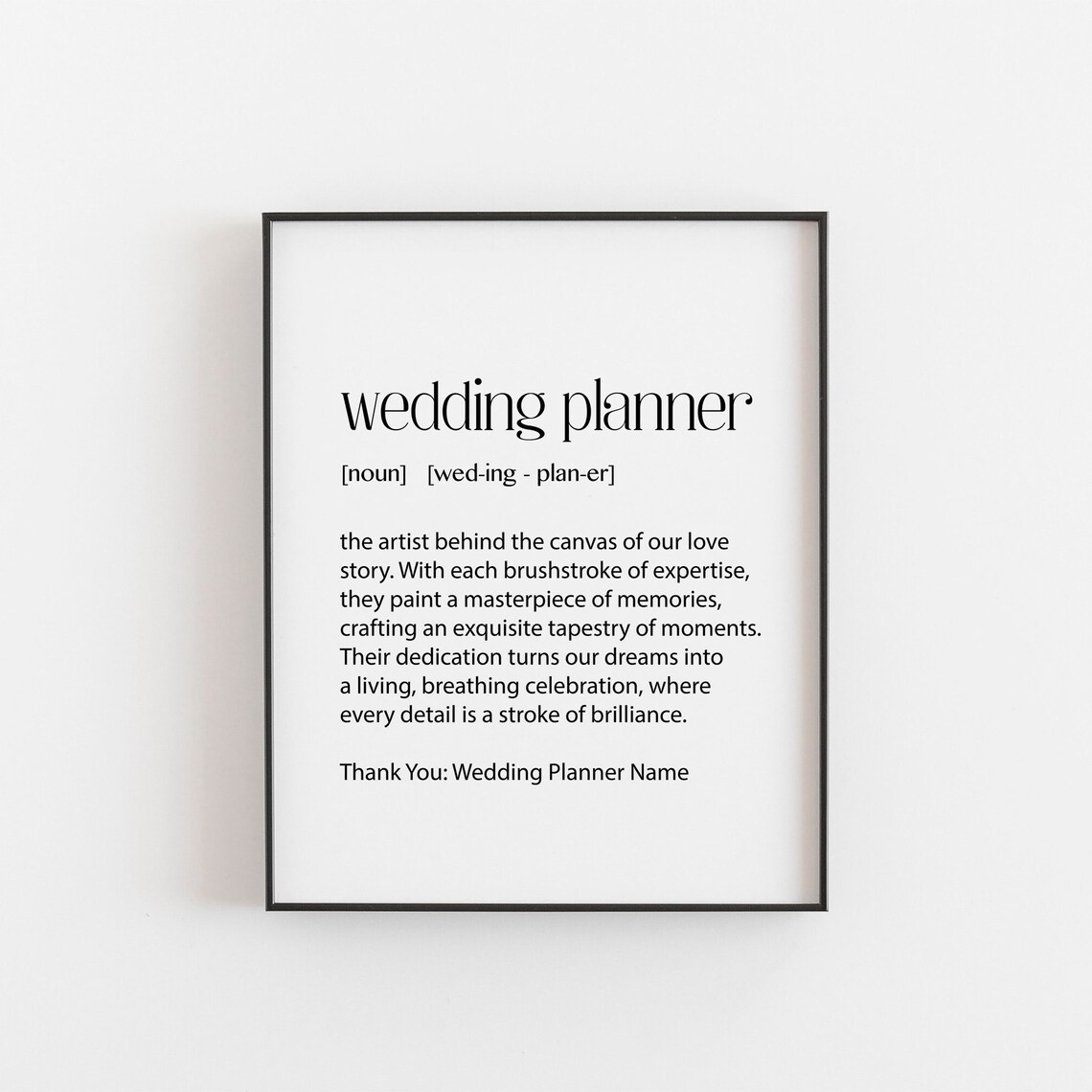 Wedding Planner Gift, Dictionary Style Wall Art Print