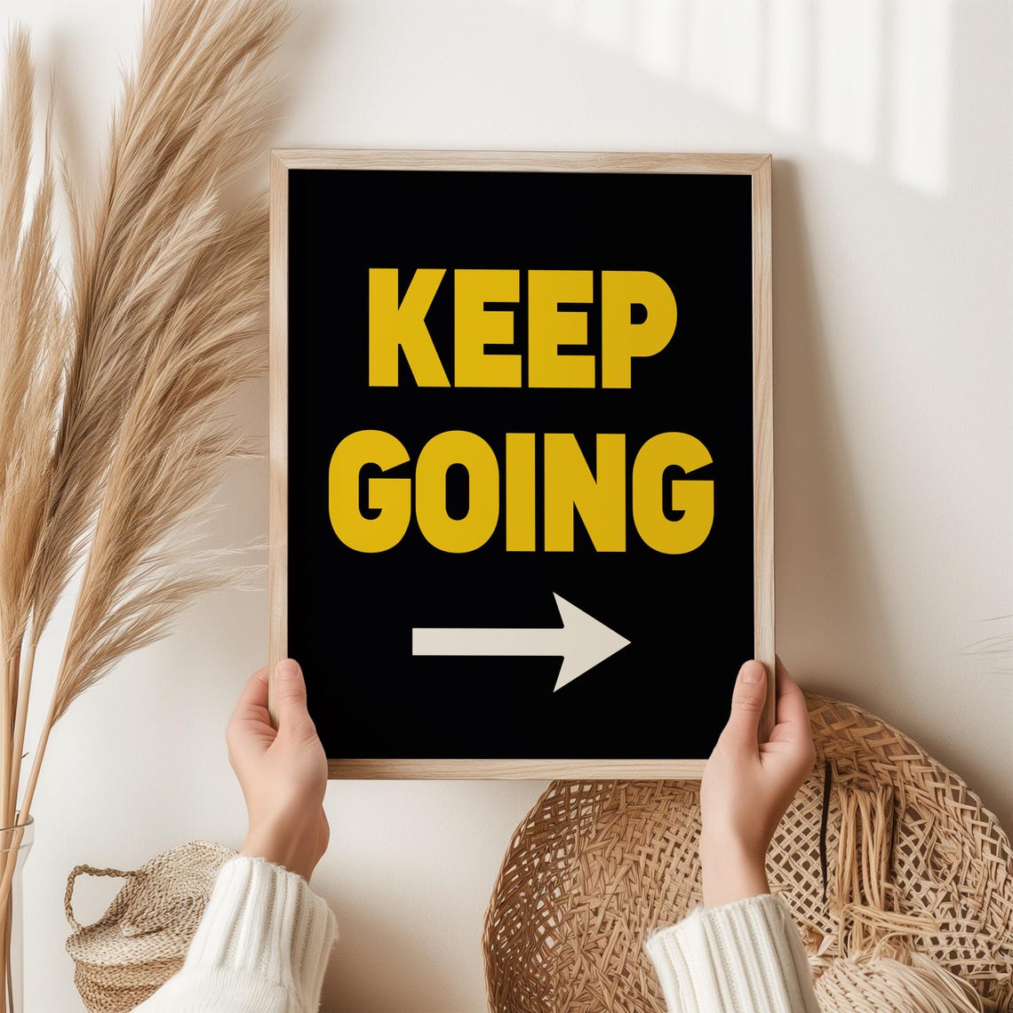 Keep Going Arrow Yellow Black Bold Motivational Quote Art Poster