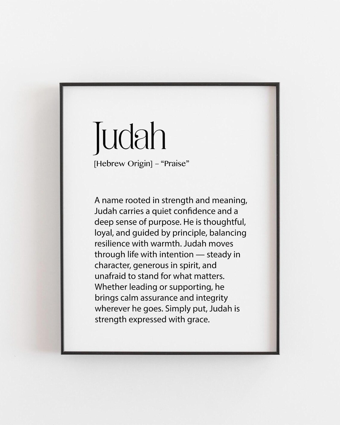 Judah Name Meaning Hebrew Origin Praise Minimalist Typography Art Poster