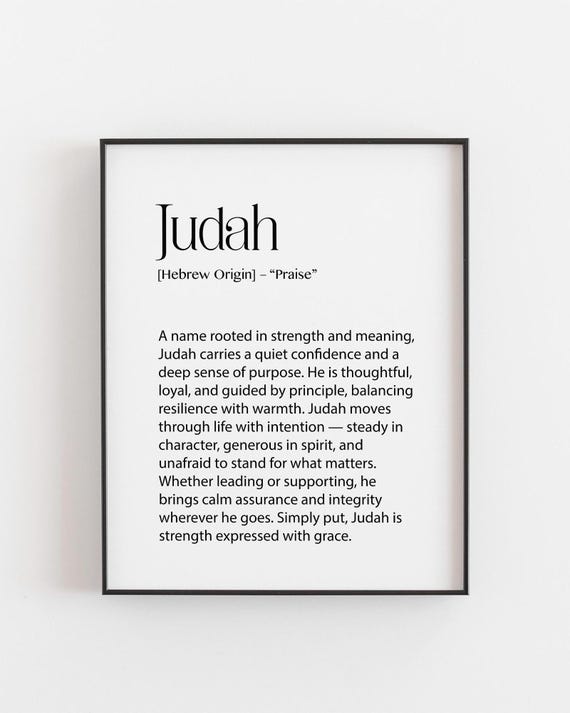 Judah Name Meaning Print Hebrew Origin Praise Personalised Baby Wall Art Minimal Typography Nursery Decor Shower Ideas