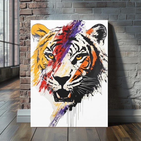 Tiger Canvas Wall Art Colorful Jungle Animal Print Modern Luxury Painting For Bedroom Office Dorm Gift Or Living Room Decor